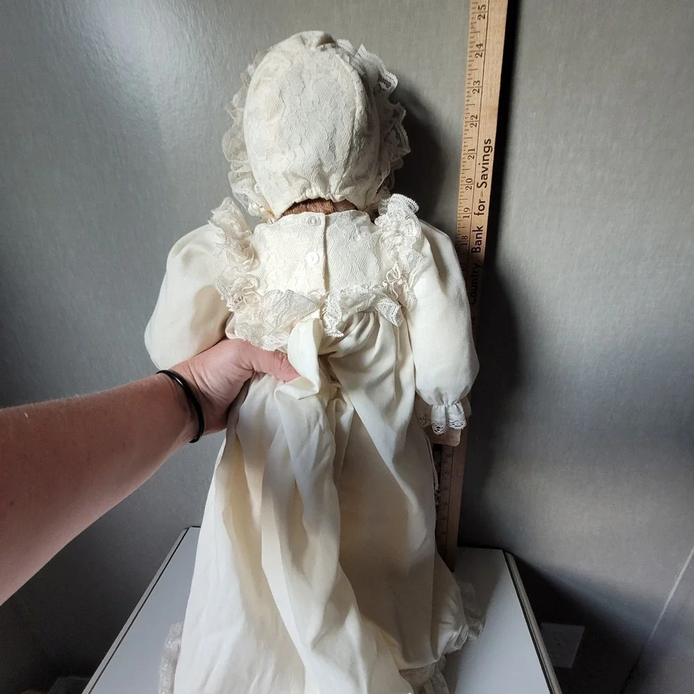 Vintage Lee Middleton Original Vinyl Baby Doll- Elaborate Lace Christening Gown